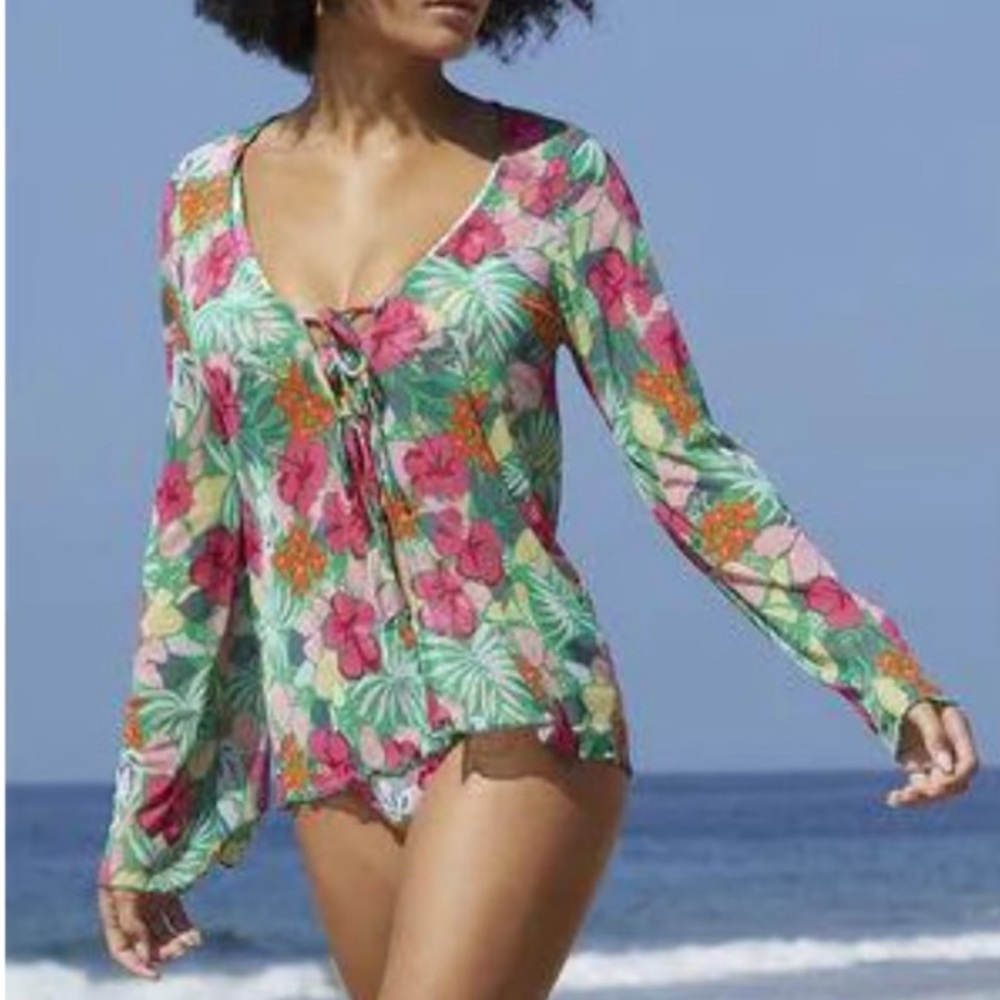 Dippin' Daisy's Tropical Floral Swim Cover-Up Size Medium